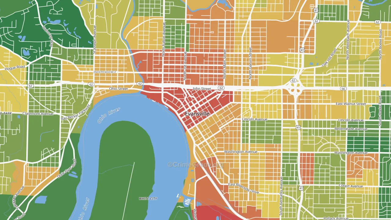 47708, IN Map of Drug-Related Crime Rates