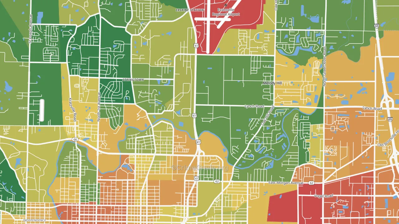 47711, IN Map of Drug-Related Crime Rates