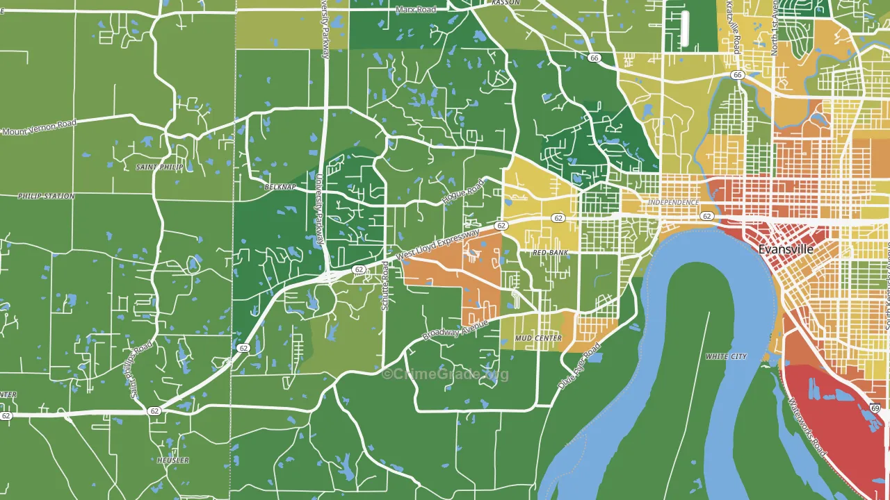 47712, IN Map of Drug-Related Crime Rates