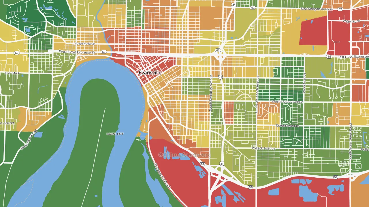 47713, IN Map of Drug-Related Crime Rates