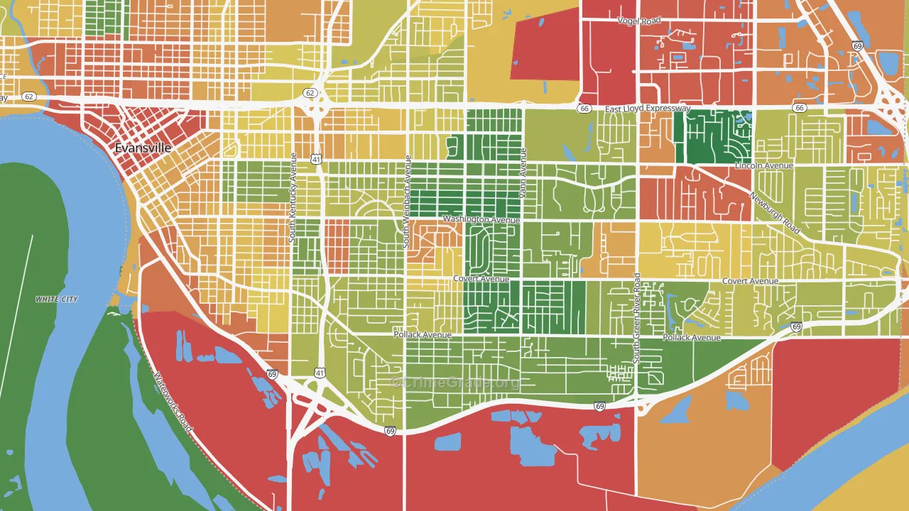 47714, IN Map of Drug-Related Crime Rates