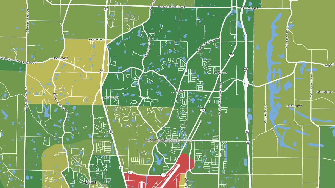 47725, IN Map of Drug-Related Crime Rates
