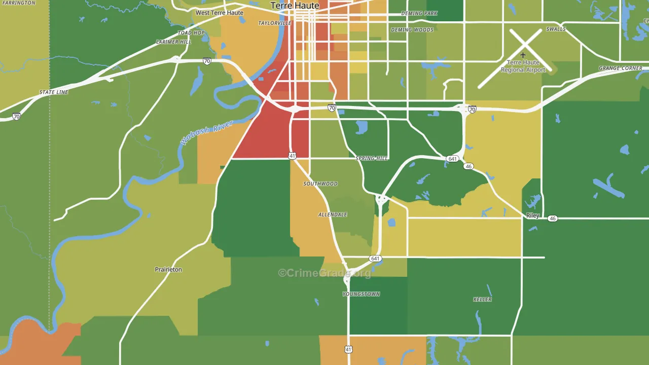 47802, IN Map of Drug-Related Crime Rates