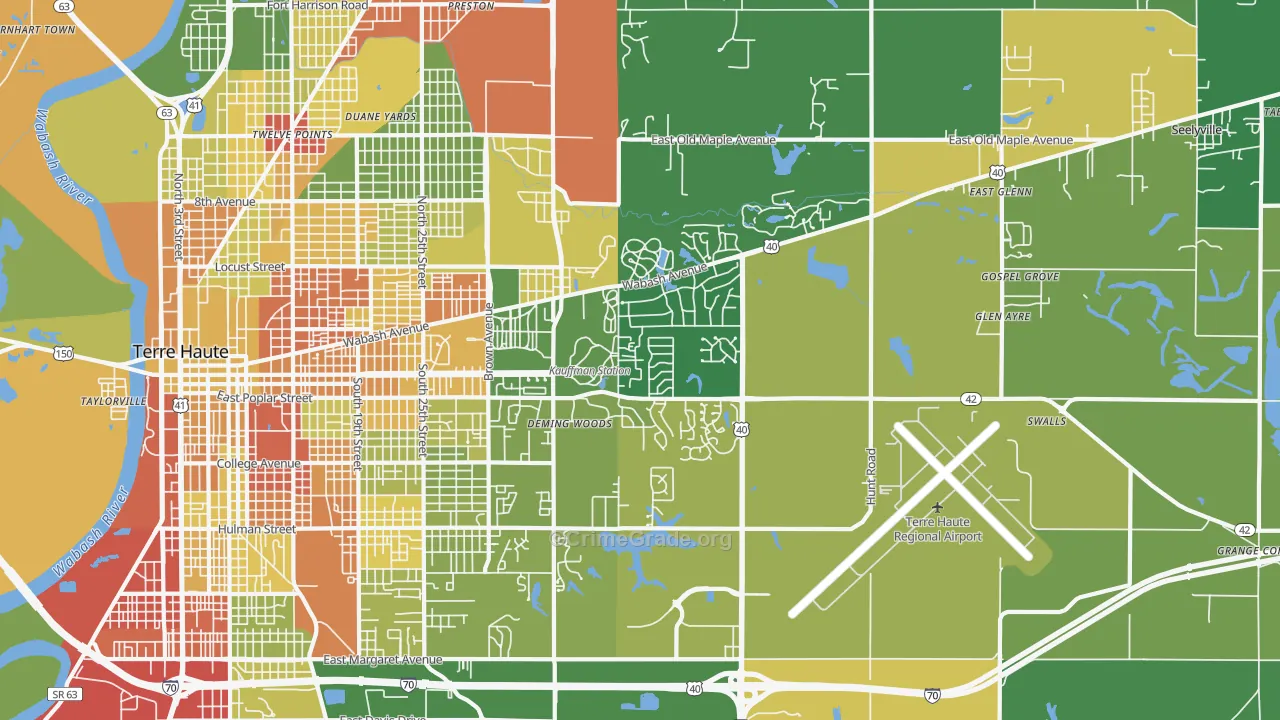 47803, IN Map of Drug-Related Crime Rates