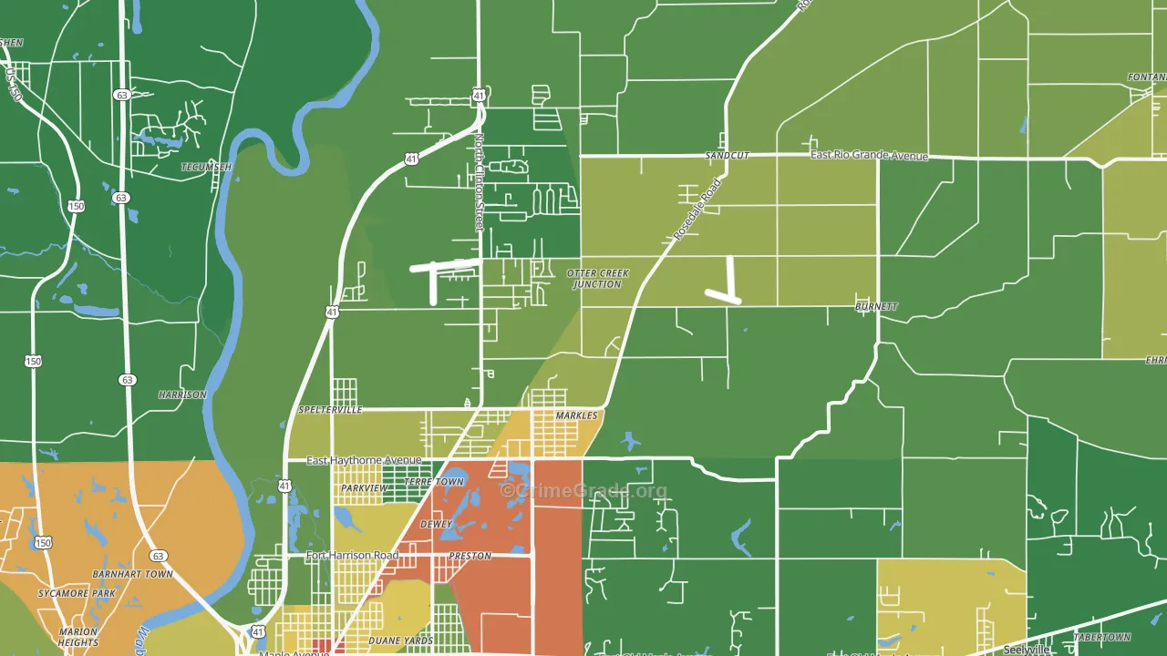 47805, IN Map of Drug-Related Crime Rates