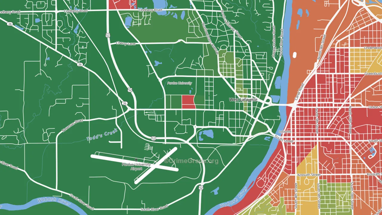 47907, IN Map of Drug-Related Crime Rates