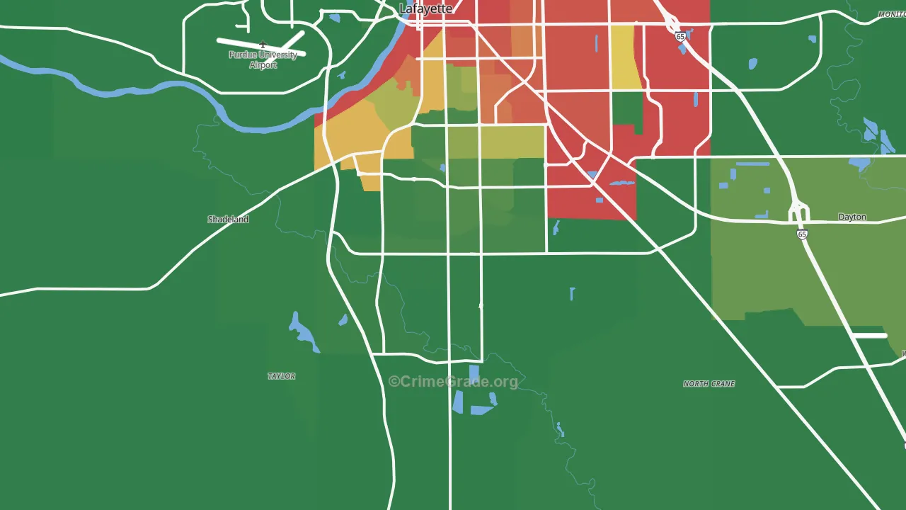 47909, IN Map of Drug-Related Crime Rates