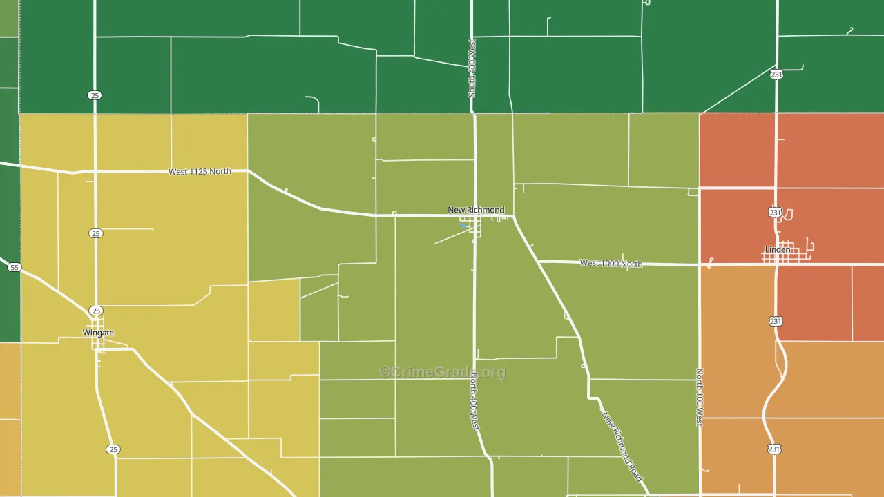 47967, IN Map of Drug-Related Crime Rates