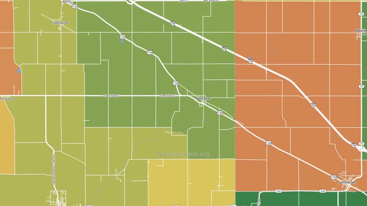 47968, IN Map of Drug-Related Crime Rates