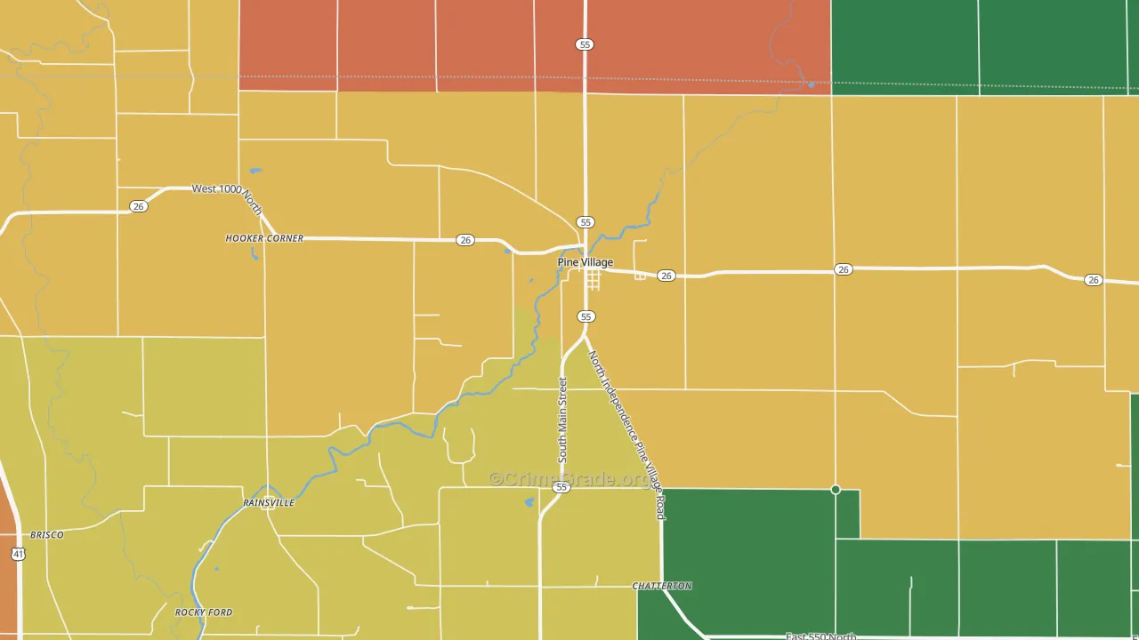 47975, IN Map of Drug-Related Crime Rates