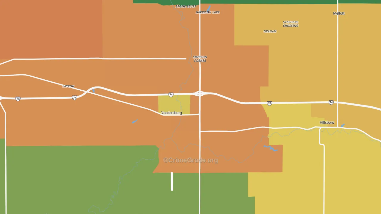47987, IN Map of Drug-Related Crime Rates