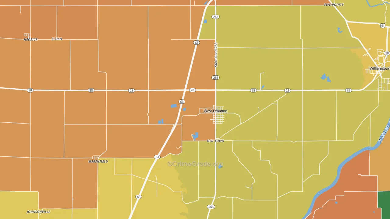47991, IN Map of Drug-Related Crime Rates