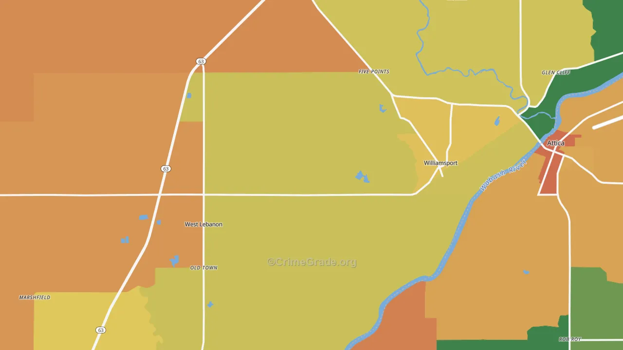 47993, IN Map of Drug-Related Crime Rates