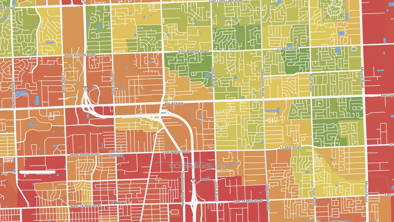 48083, MI Map of Drug-Related Crime Rates