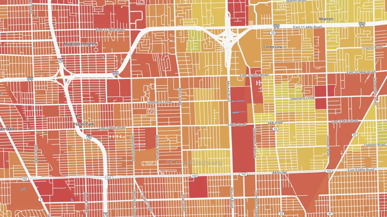 48091, MI Map of Drug-Related Crime Rates