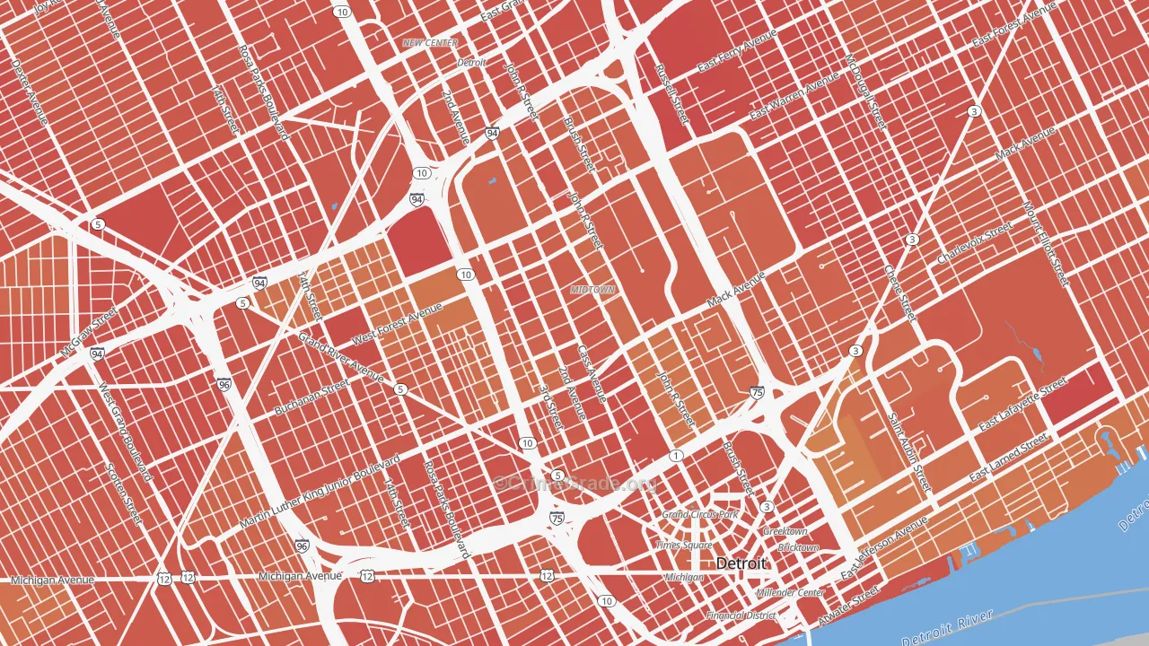 48201, MI Map of Drug-Related Crime Rates