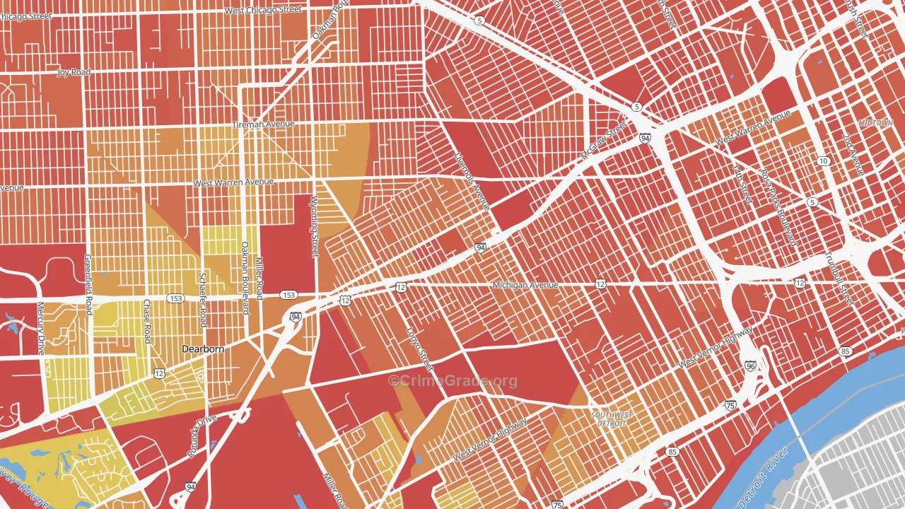 48210, MI Map of Drug-Related Crime Rates