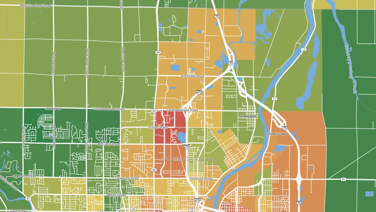 48604, MI Map of Drug-Related Crime Rates