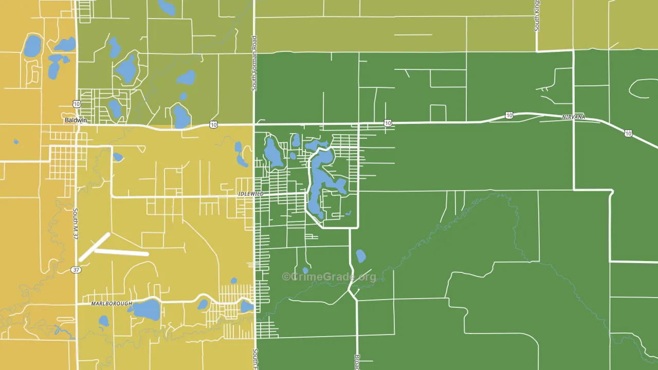 49642, MI Map of Drug-Related Crime Rates