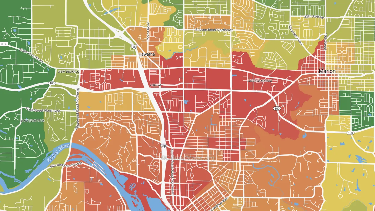 52402, IA Map of Drug-Related Crime Rates