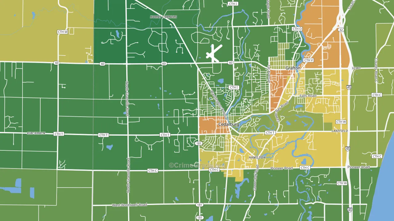 53012, WI Map of Drug-Related Crime Rates