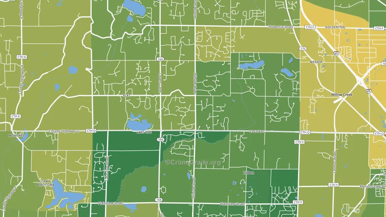 53017, WI Map of Drug-Related Crime Rates