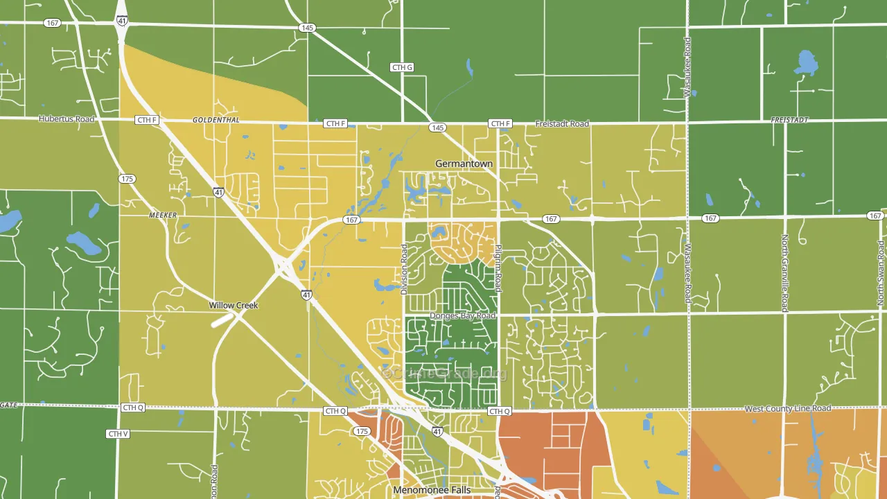 53022, WI Map of Drug-Related Crime Rates