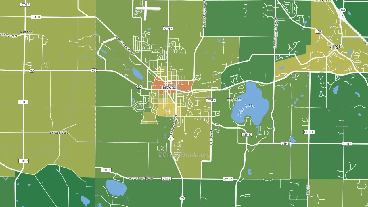 53027, WI Map of Drug-Related Crime Rates