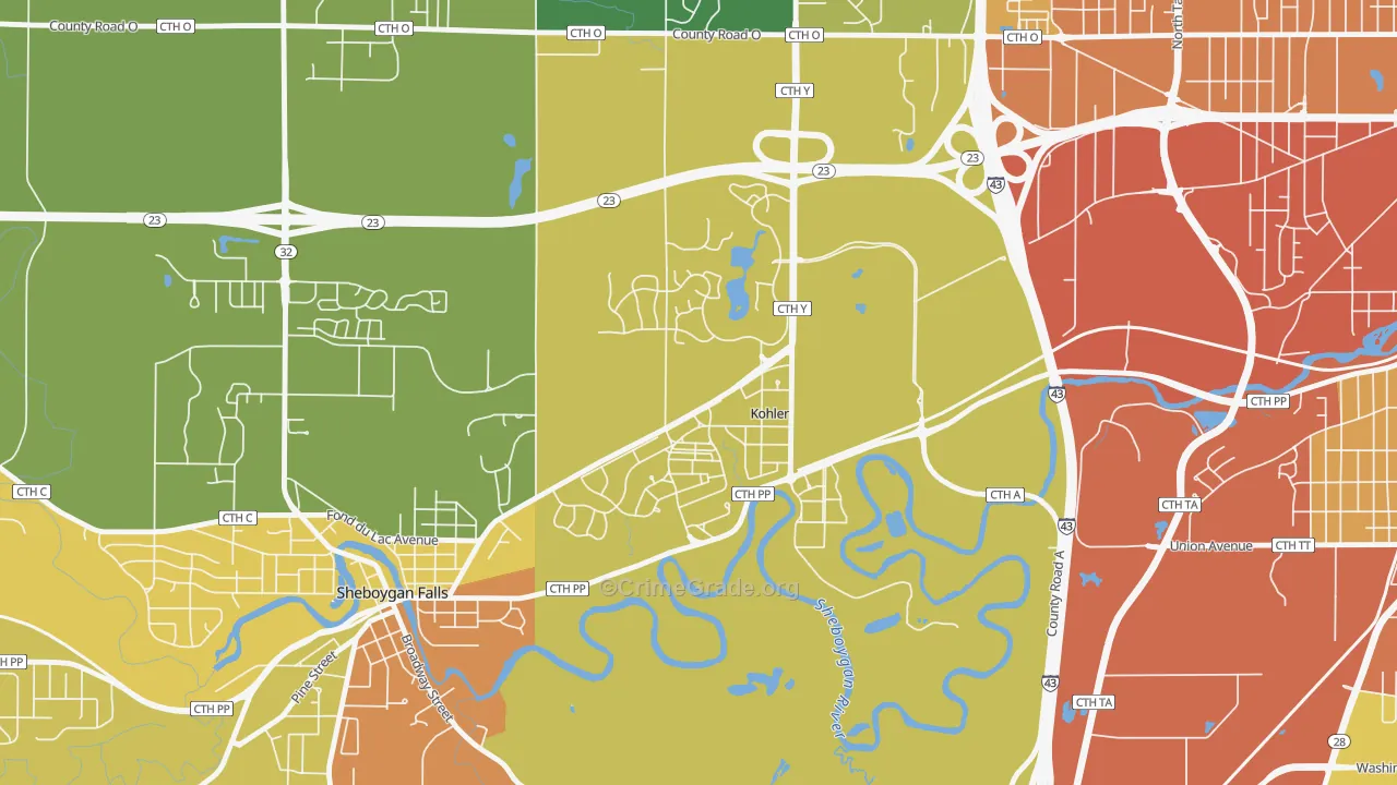 53044, WI Map of Drug-Related Crime Rates