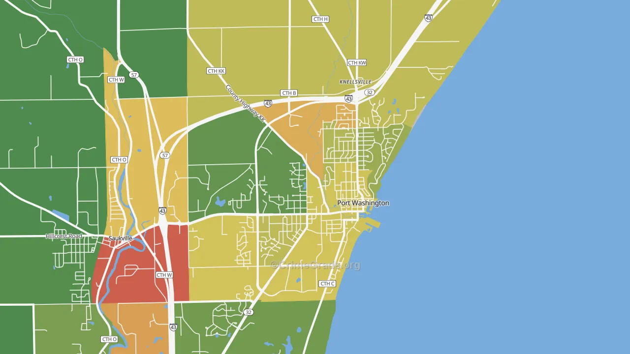 53074, WI Map of Drug-Related Crime Rates