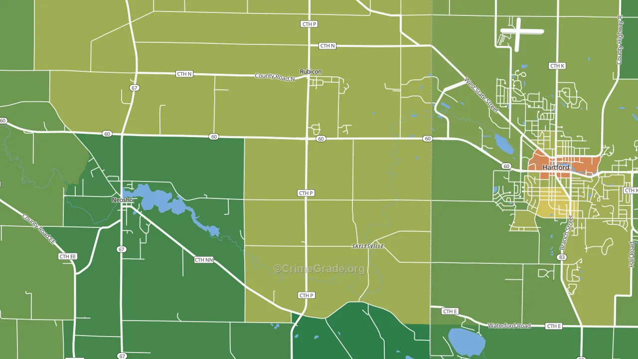 53078, WI Map of Drug-Related Crime Rates