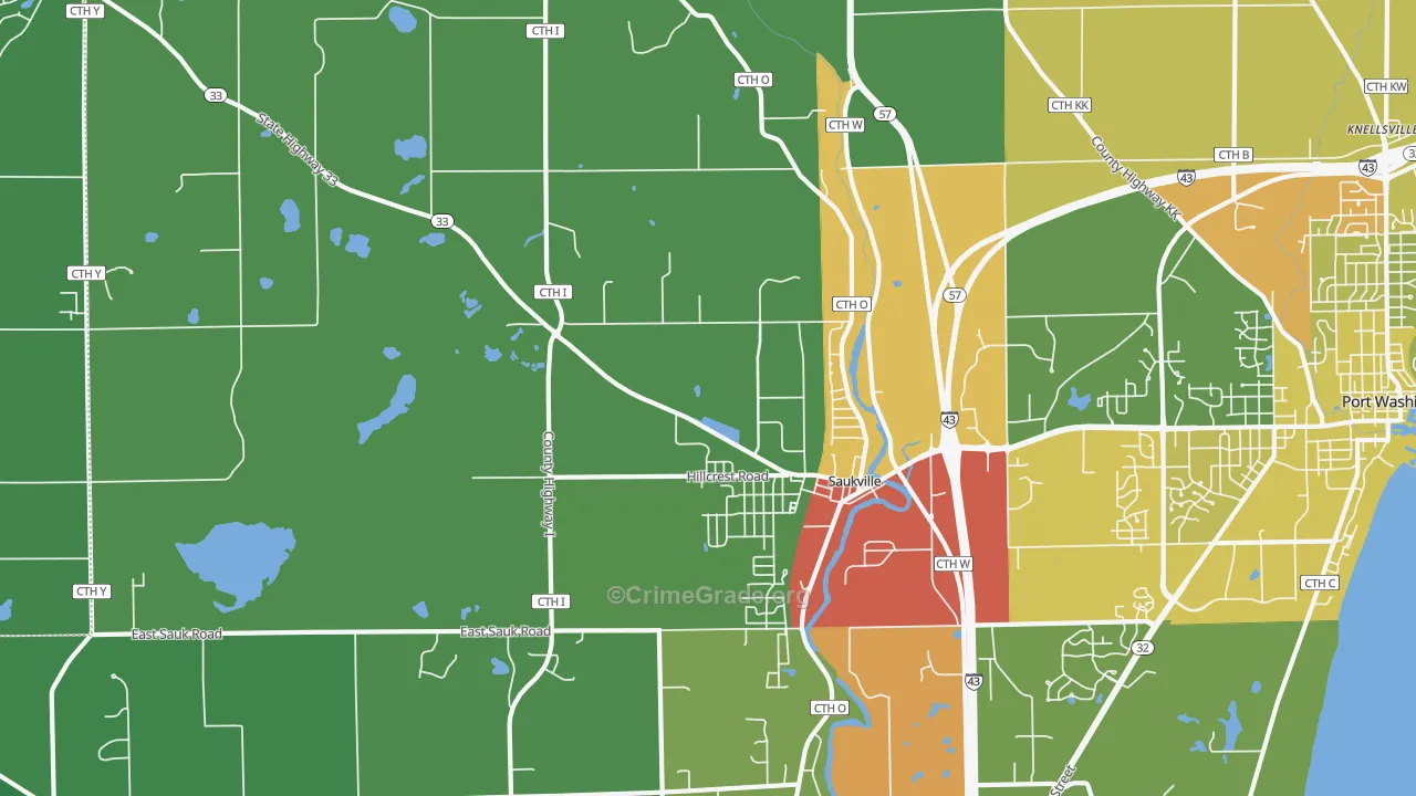 53080, WI Map of Drug-Related Crime Rates