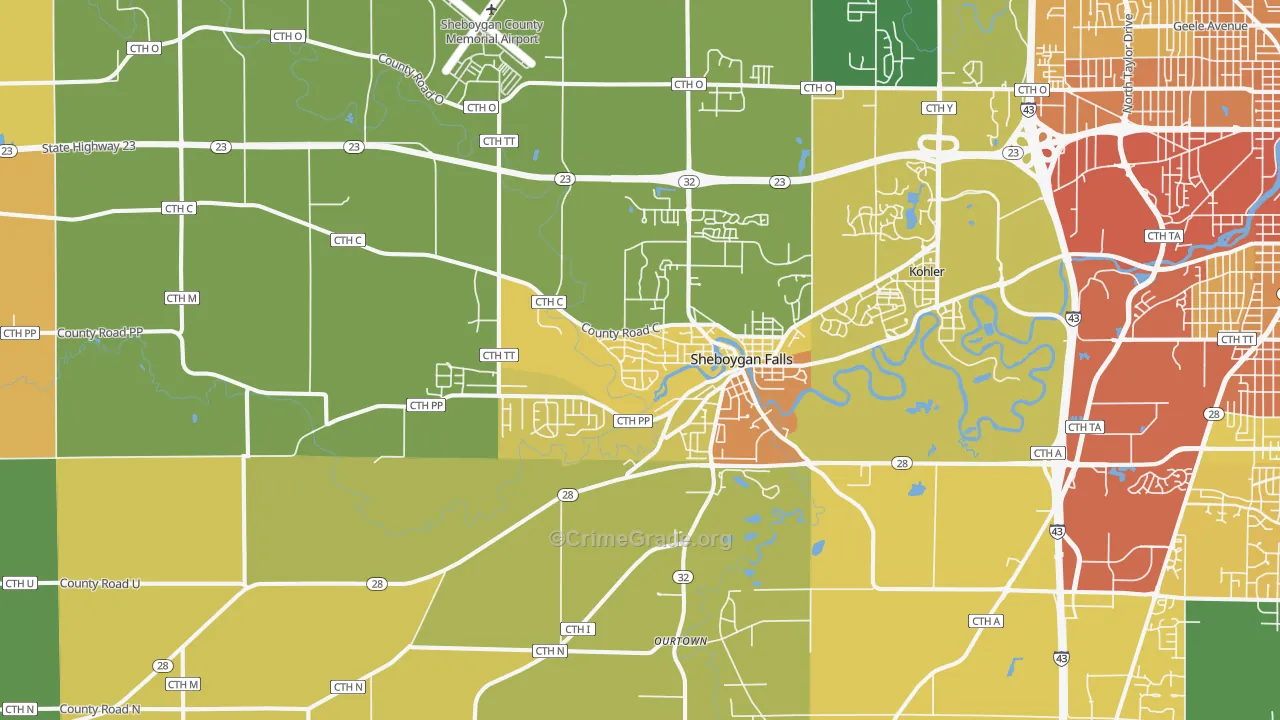 53085, WI Map of Drug-Related Crime Rates