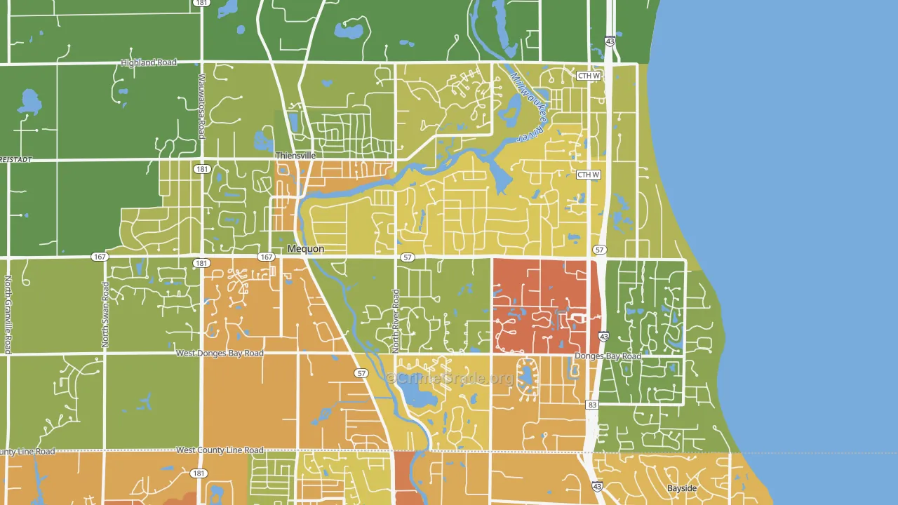 53092, WI Map of Drug-Related Crime Rates