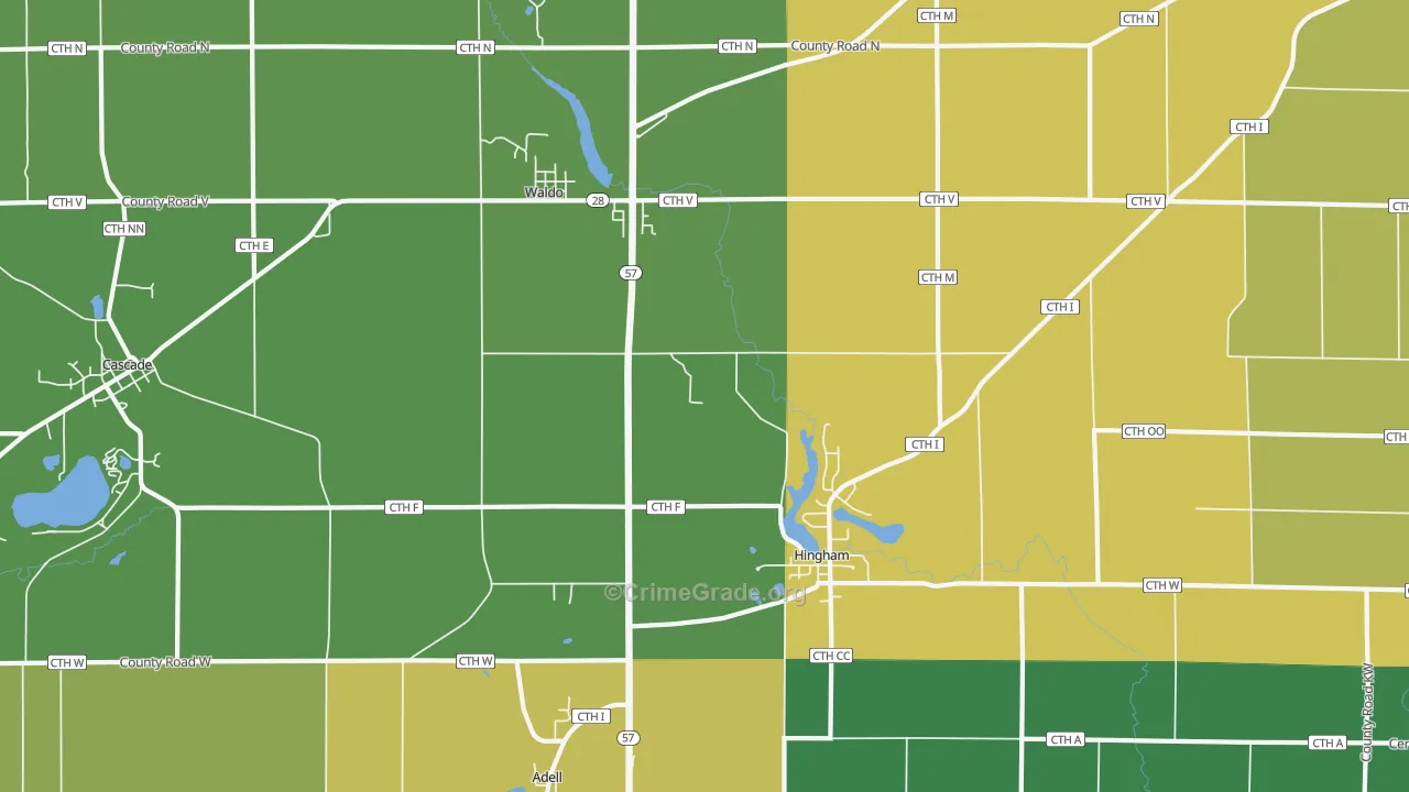 53093, WI Map of Drug-Related Crime Rates