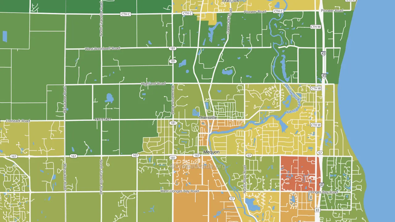 53097, WI Map of Drug-Related Crime Rates