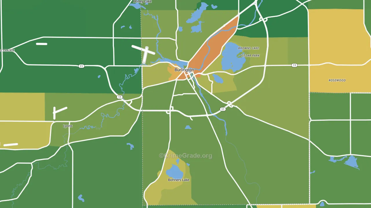 53105, WI Map of Drug-Related Crime Rates