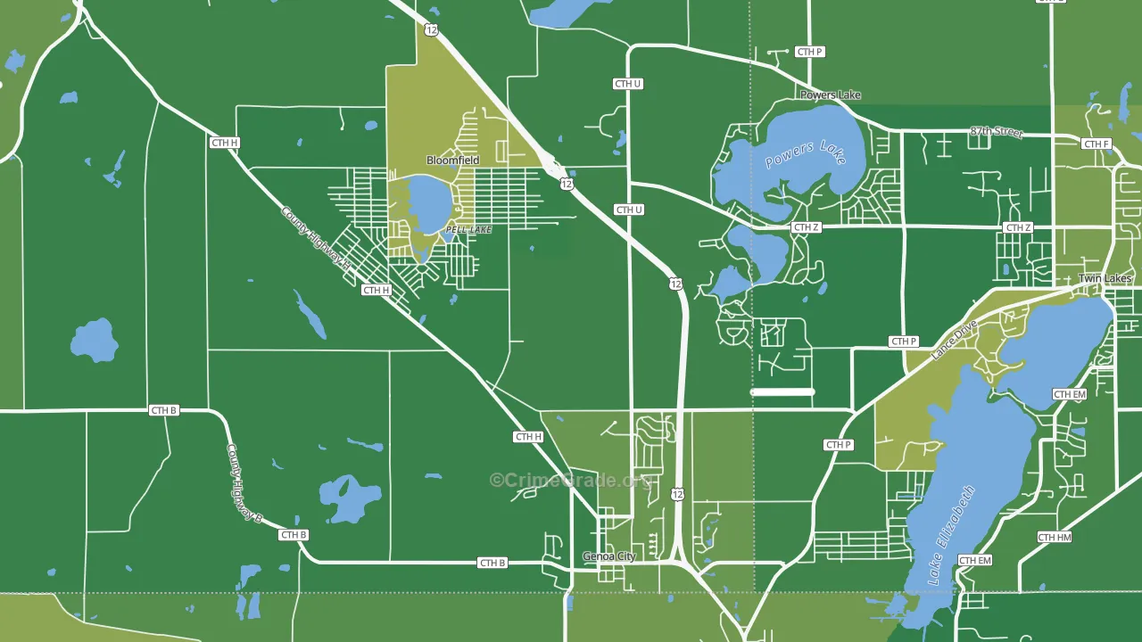 53128, WI Map of Drug-Related Crime Rates
