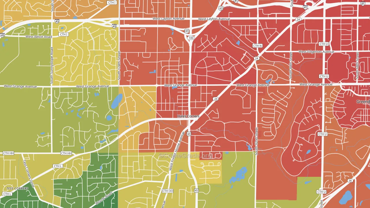 53130, WI Map of Drug-Related Crime Rates
