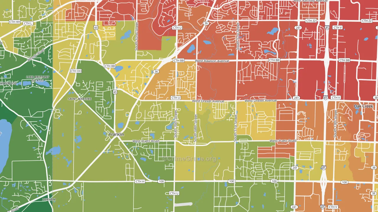 53132, WI Map of Drug-Related Crime Rates