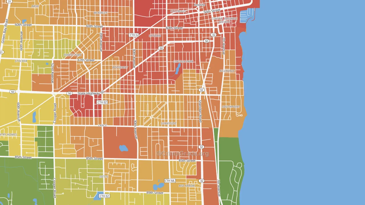 53143, WI Map of Drug-Related Crime Rates