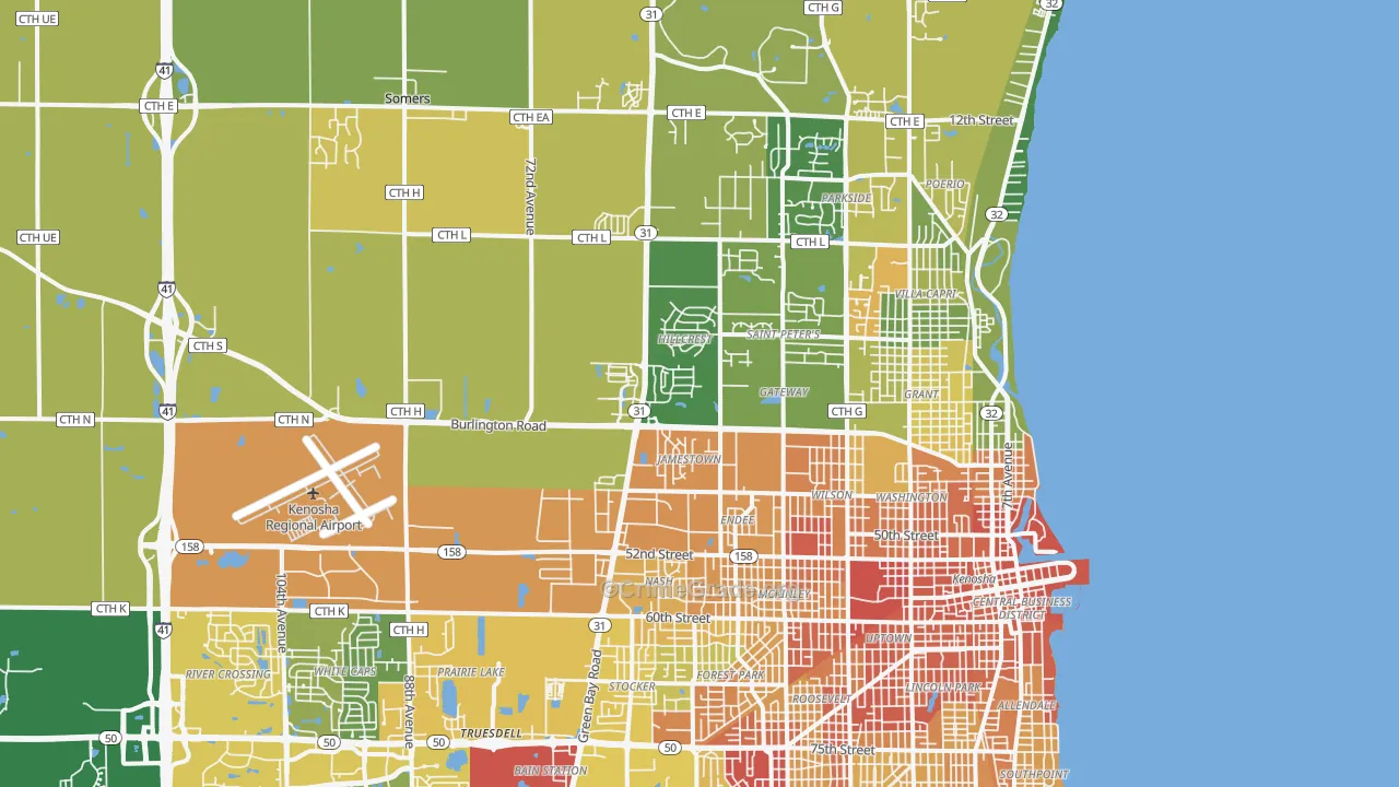 53144, WI Map of Drug-Related Crime Rates