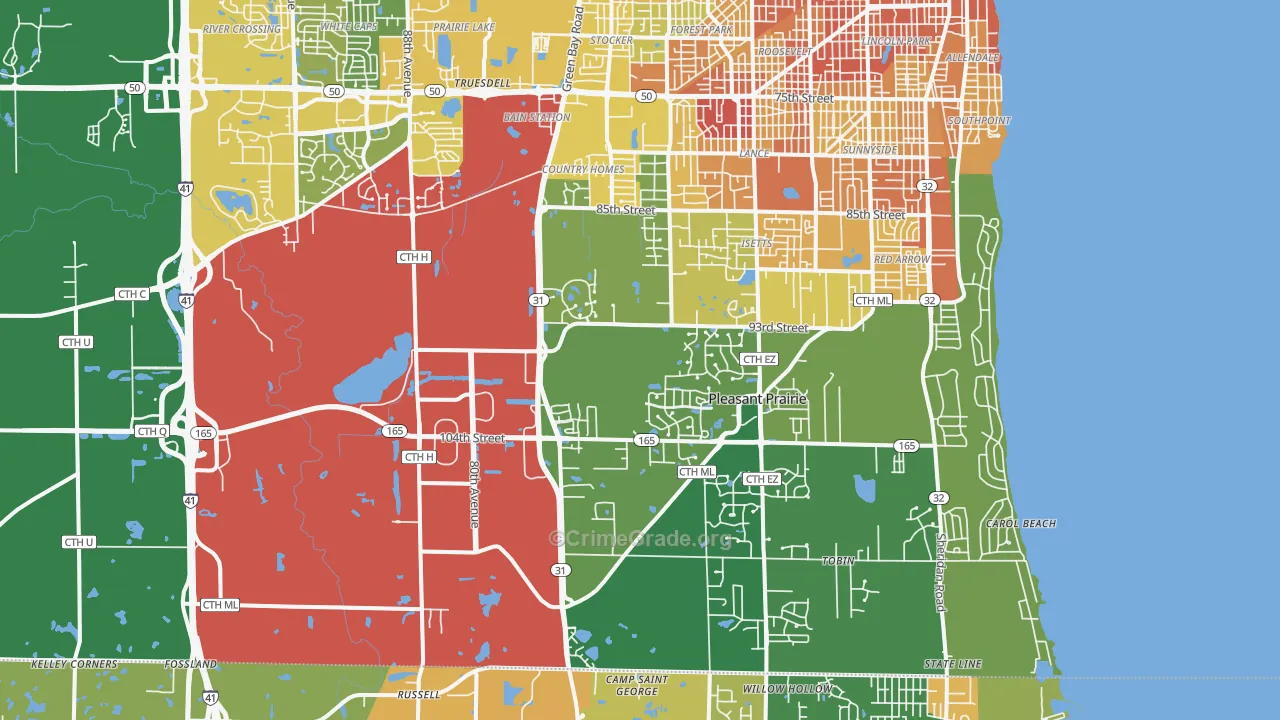 53158, WI Map of Drug-Related Crime Rates