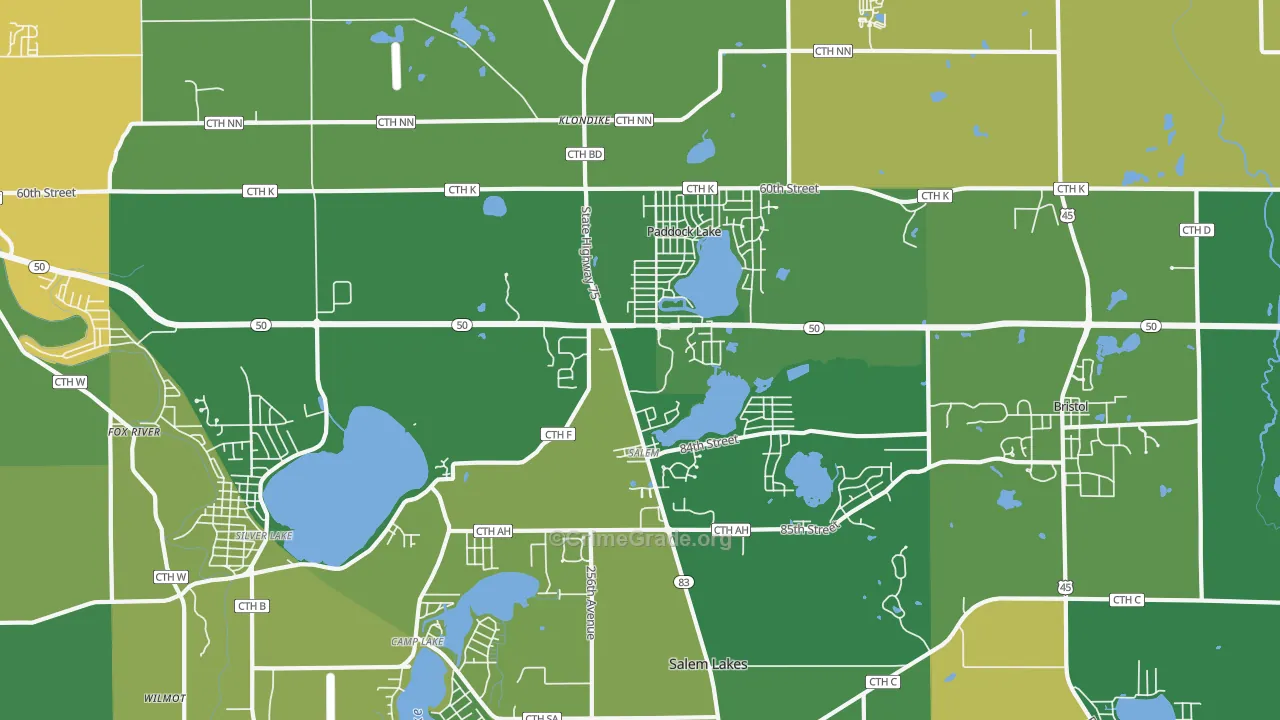 53168, WI Map of Drug-Related Crime Rates