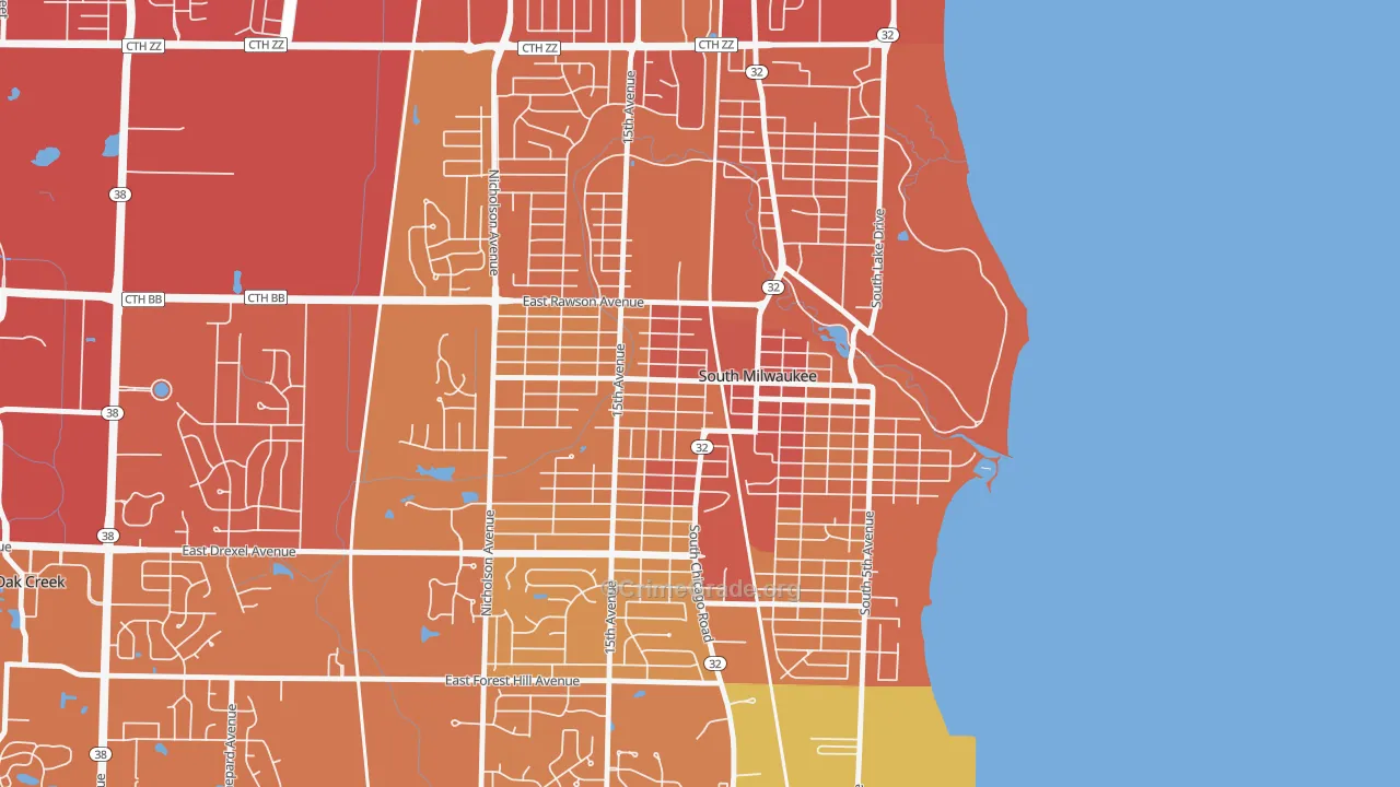 53172, WI Map of Drug-Related Crime Rates