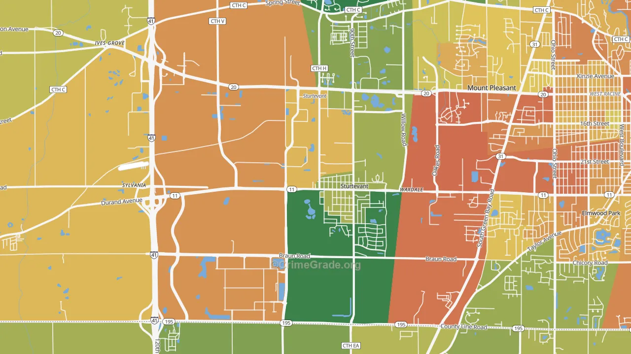 53177, WI Map of Drug-Related Crime Rates