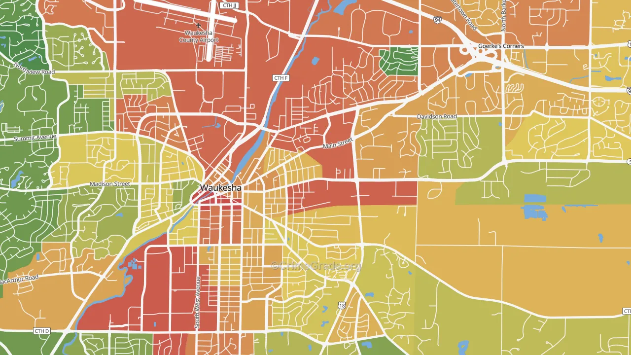 53186, WI Map of Drug-Related Crime Rates