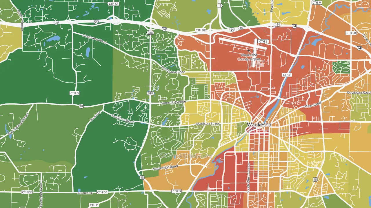 53188, WI Map of Drug-Related Crime Rates