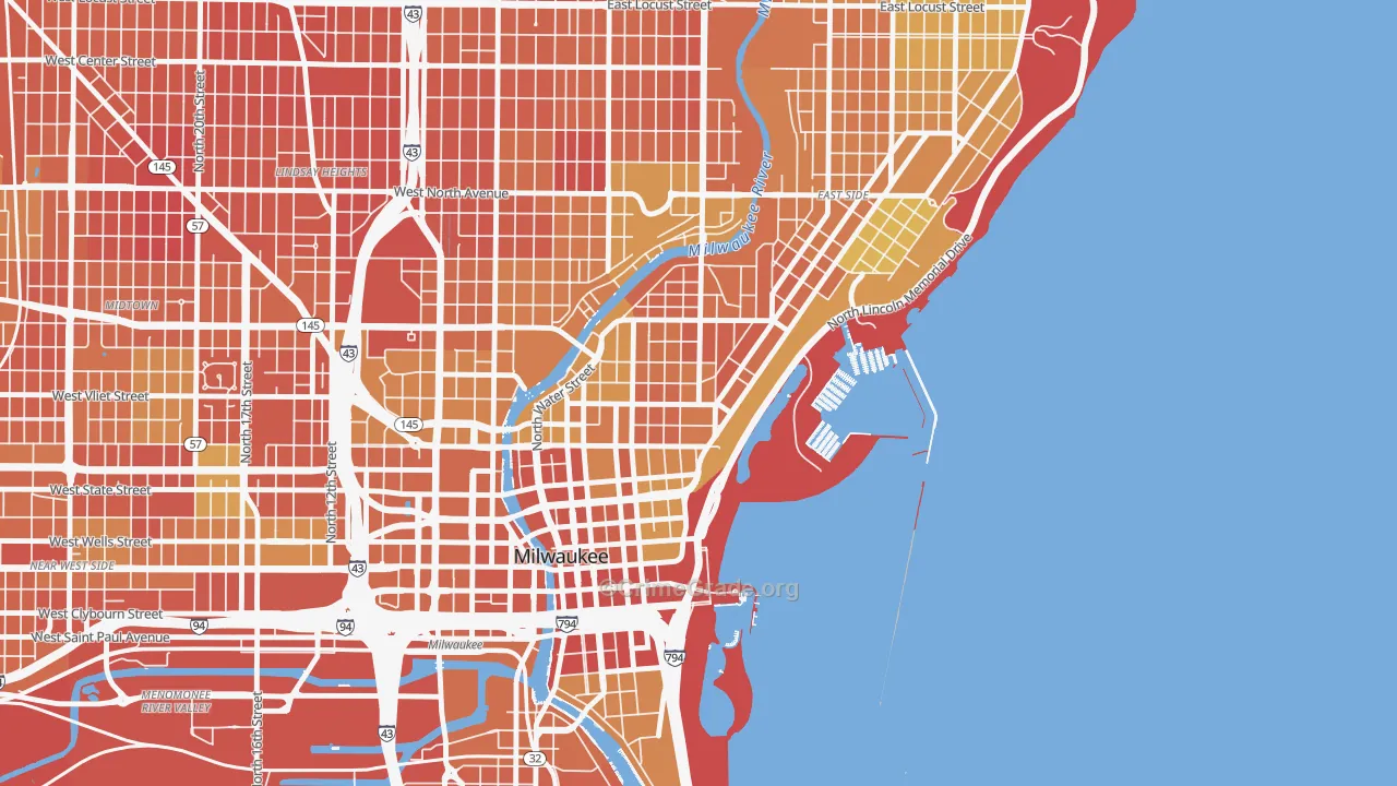 53202, WI Map of Drug-Related Crime Rates