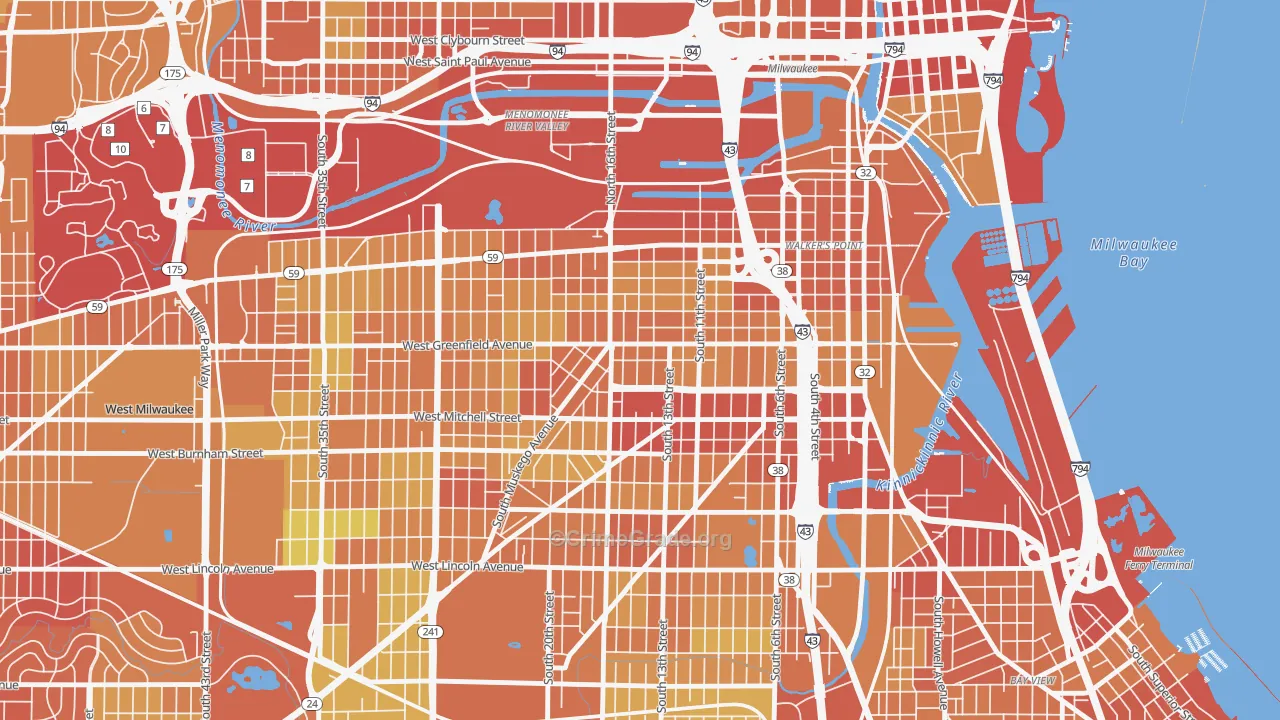 53204, WI Map of Drug-Related Crime Rates